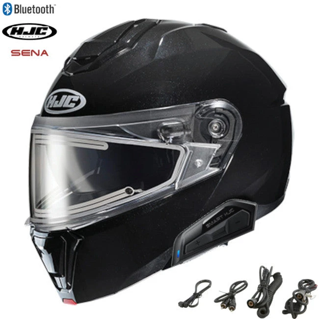 HJC I91 Bluetooth Snow Helmet Gloss Black Electric Shield 3 HJC I91 Bluetooth Snow Helmet Gloss Black Electric Shield