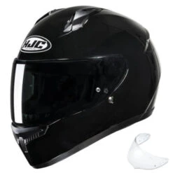 HJC C10 Full Face Helmet Gloss Black 2 Shields