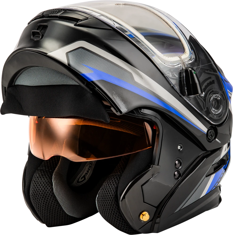 Gmax MD-01S Transistor Snow Helmet Blue Black Electric Shield 3 Gmax MD-01S Transistor Snow Helmet Blue Black Electric Shield
