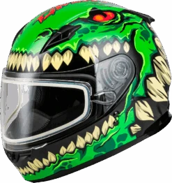 Gmax GM-49Y Youth Full Face Helmet Drax Graphic Green Dual Lens