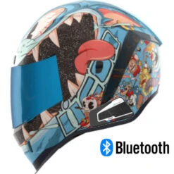 Icon Airform Full Face Bluetooth Helmet 9 Lives Blue