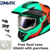 Gmax GM-11S Ronin Snow Helmet Aqua Coral Electric Shield And Dual Lens -HJC Store 23b9 64aqua duallens