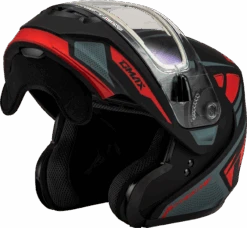 Gmax MD-04 Modular Snow Helmet Sector Matte Black Red Electric Shield