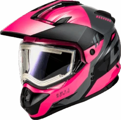 Gmax GM-11S Ronin Snow Helmet Black Grey Pink Electric Shield