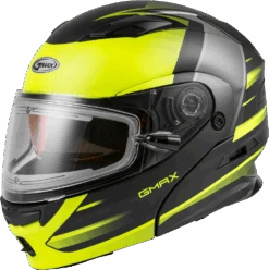 Gmax MD-01S Snow Helmet Descendant Matte Black Hi Vis Electric Shield And Dual Lens -HJC Store 41ad 5fa304624fd4e