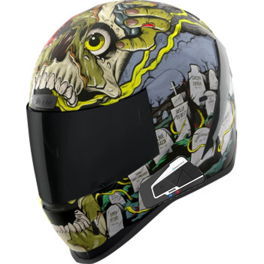 Icon Airform Fulll Face Bluetooth Helmet Dead Serious Black 3 Icon Airform Fulll Face Bluetooth Helmet Dead Serious Black