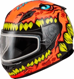 Gmax GM-49Y Youth Full Face Helmet Drax Graphic Orange Dual Lens