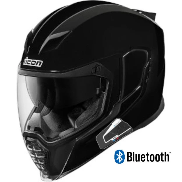 Icon Airflite Bluetooth Helmet Gloss Black 3 Icon Airflite Bluetooth Helmet Gloss Black