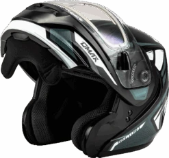 Gmax MD-04 Modular Snow Helmet Sector Gloss Black Silver Electric Shield