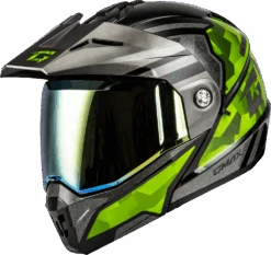 Gmax MD-74 Striker Modular Helmet Black/Silver/Green -HJC Store 7d00 65008ef238a6b