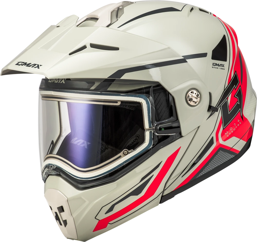 Gmax MD-74S Spectre Snow Helmet White Red Electric Shield 4 Gmax MD-74S Spectre Snow Helmet White Red Electric Shield - Image 2