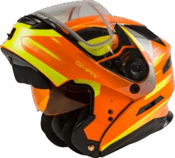 Gmax MD-01S Modular Snow Helmet Descendant Neon Orange Hi Viz Dual Lens