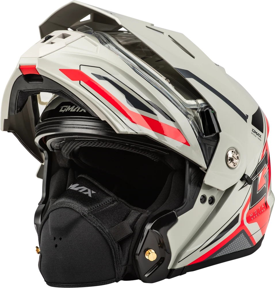 Gmax MD-74S Spectre Snow Helmet White Red Electric Shield 3 Gmax MD-74S Spectre Snow Helmet White Red Electric Shield