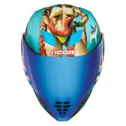 Icon Airflite Pleasuredome 4 Graphic Blue Full Face Helmet -HJC Store AirflitePleasuredome4BlueFullFront 1