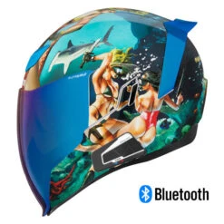 Icon Airflite Pleasuredome 4 Graphic Blue Full Face Bluetooth Helmet