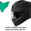 Icon Airflite Full Face Helmet Rubatone Green Mirror Shield -HJC Store IconAirflite 2Shields Green
