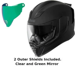Icon Airflite Full Face Helmet Rubatone Green Mirror Shield