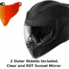 Icon Airflite Full Face Helmet Rubatone Sunset Mirror Shield -HJC Store IconAirflite 2Shields RST Sunset Mirror