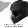 Icon Airflite Full Face Helmet Rubatone Silver Mirror Shield -HJC Store IconAirflite 2Shields Silver Mirror