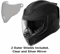 Icon Airflite Full Face Helmet Rubatone Silver Mirror Shield