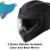 Icon Airflite Full Face Helmet Rubatone Blue Mirror Shield -HJC Store IconAirflite 2Shields blue mirror