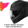 Icon Airflite Full Face Helmet Rubatone Red Mirror Shield -HJC Store IconAirflite 2Shields red mirror