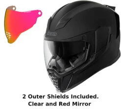 Icon Airflite Full Face Helmet Rubatone Red Mirror Shield