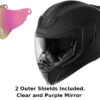 Icon Airflite Full Face Helmet Rubatone Purple Mirror Shield -HJC Store IconAirflite 2shieldspurple clear
