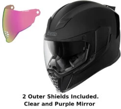 Icon Airflite Full Face Helmet Rubatone Purple Mirror Shield