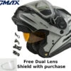 Gmax MD-01S Snow Helmet Descendant Matte Gray Silver Electric Shield And Dual Lens -HJC Store MD 01 Descendant withDual Lens Electric Gray bd1b278f 03cb 41dc 92b5 15b7456c0706