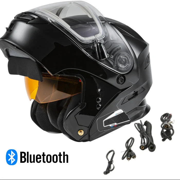 Gmax MD-01S Modular Bluetooth Snow Helmet Gloss Black Electric Shield 3 Gmax MD-01S Modular Bluetooth Snow Helmet Gloss Black Electric Shield
