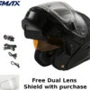 Gmax MD-01S Snow Helmet Gloss Black Electric Shield And Dual Lens