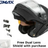 Gmax MD-01S Snow Helmet Matte Black Electric Shield And Dual Lens -HJC Store MD 01 MatteBlack withDual Lens Electric