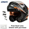 Gmax MD-01S Transistor Snow Helmet Orange Black Electric Shield And Dual Lens -HJC Store MD 01 Transistor withDual Lens Electric Orange