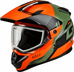 Gmax GM-11S Ronin Snow Helmet Orange Dual Lens