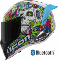 Icon Ultraflite Full Face Bluetooth Helmet Doodle 3 MIPS Blue