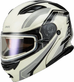 Gmax MD-01S Transistor Snow Helmet White Grey Black Electric Shield