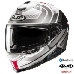 HJC I71 Full Face Bluetooth Helmet Viz MC-1SF 11b Installed