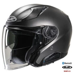 HJC RPHA 31 Open Face Bluetooth Helmet Titanium 11b Installed